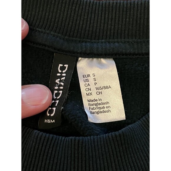 H&M Divided Sweatshirt Womens Small Navy Female Equals Future Graphic Crewneck - Picture 5 of 6